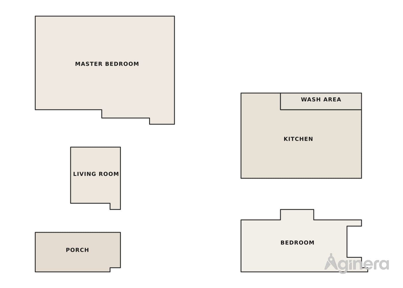 Soft-lit bedroom home — coloured floor-plan plate generated from the drawing